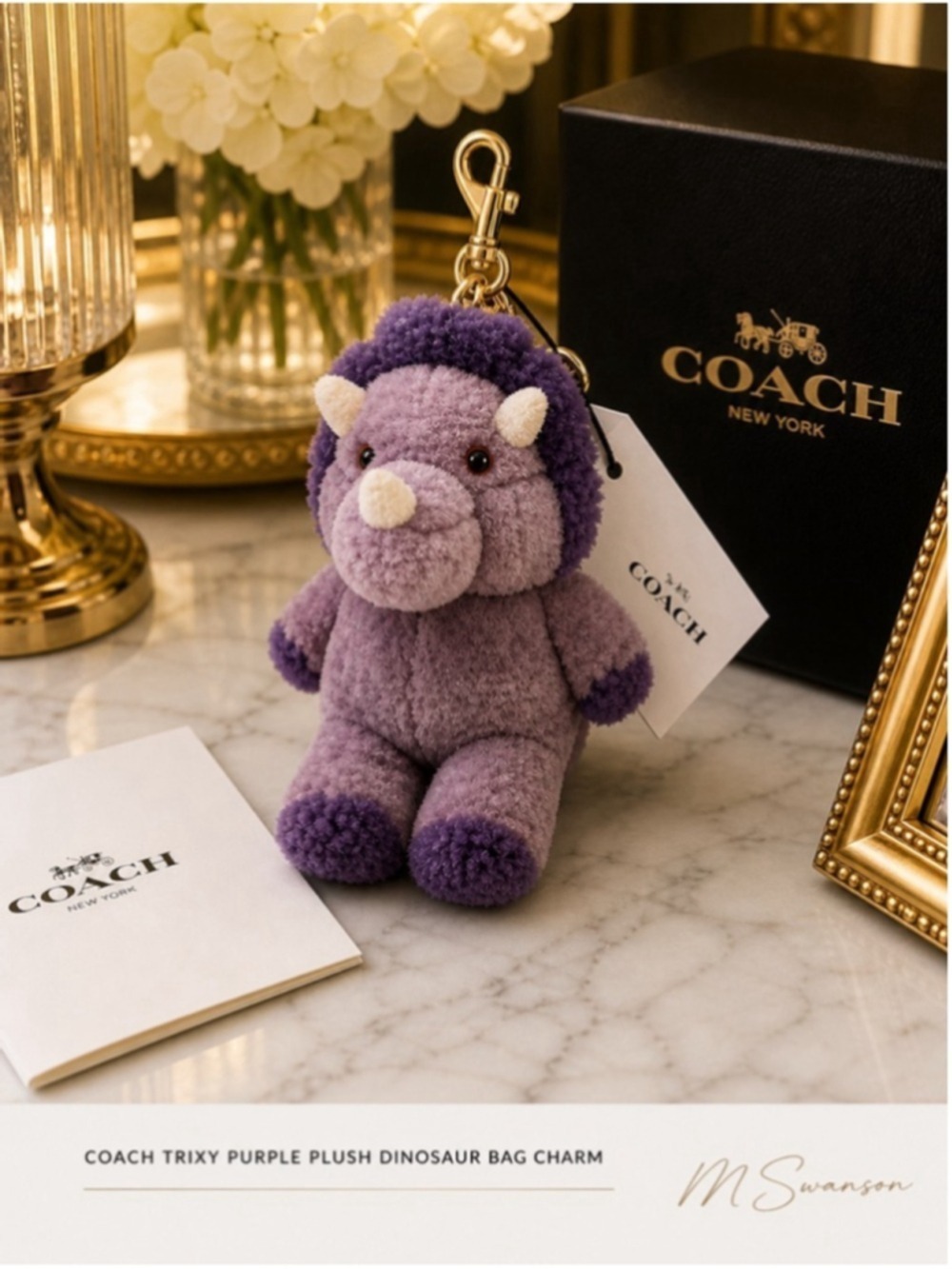 NEW Coach Trixy Purple Plush Dinosaur Bag Charm CEG49 NWT